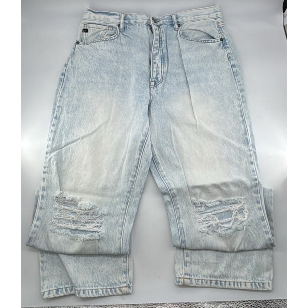 KanCan Jeans Womens 13 / 29 Blue Boyfriend Ripped Faded Light Wash Stretch Denim